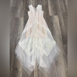 BCBGMaxAzria White and Cream Lace Midi Dress
